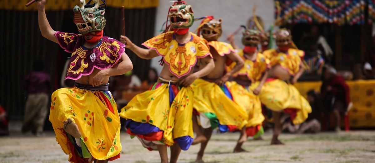 Masked dancers in Bhutan