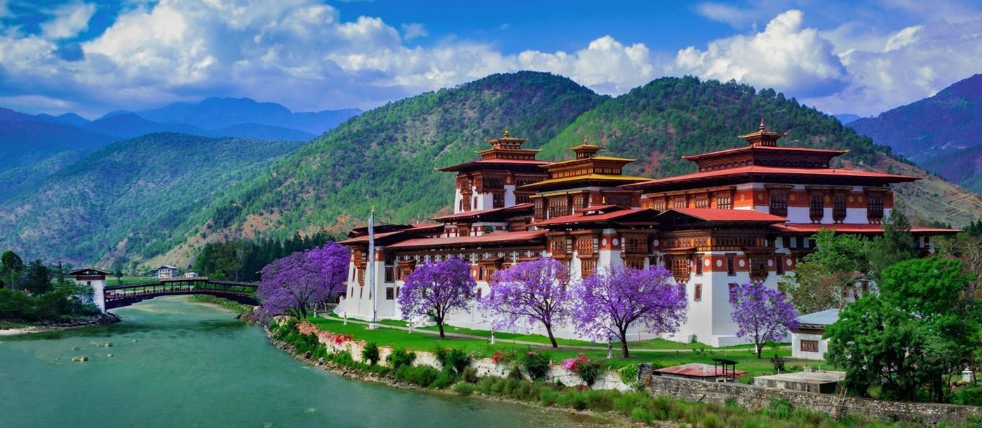 Punakha dzong riverside temple in Bhutan