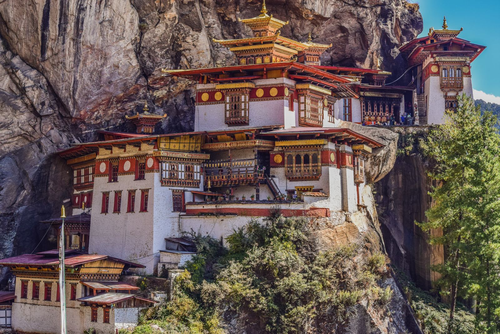 Detail of the exterior of the Tiger's Nest Temple in Bhutan