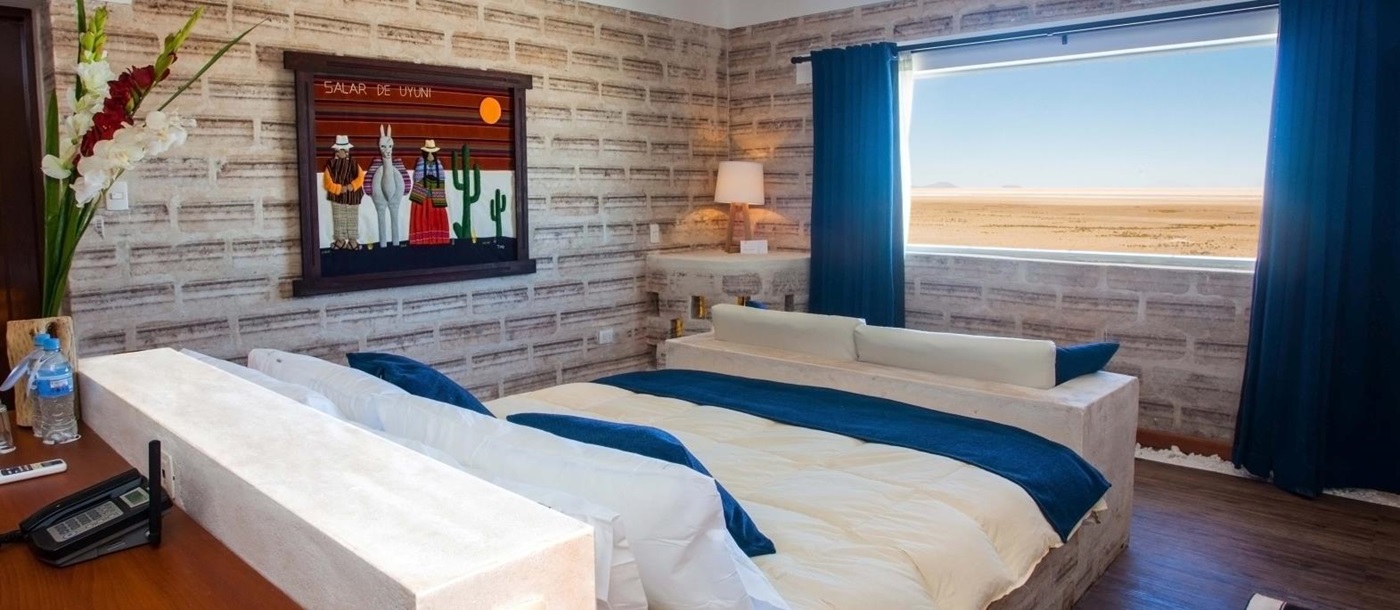 Bedroom at Luna Salada Salt Hotel in Bolivia