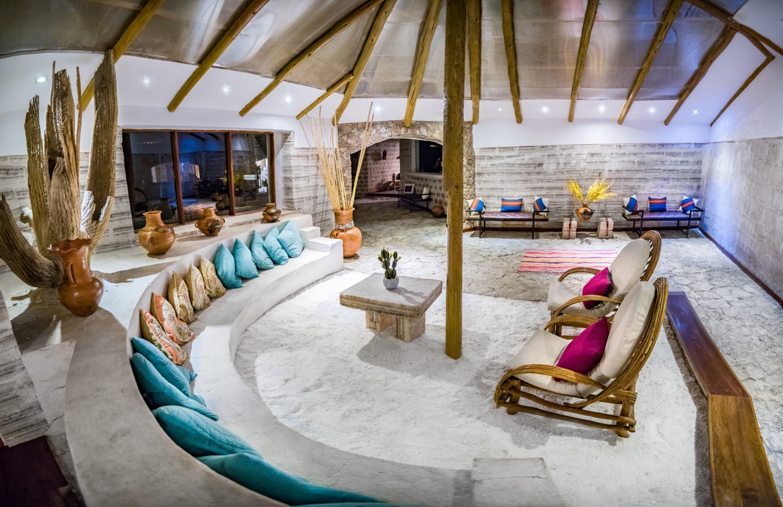 Lounge at Luna Salada Salt Hotel in Bolivia