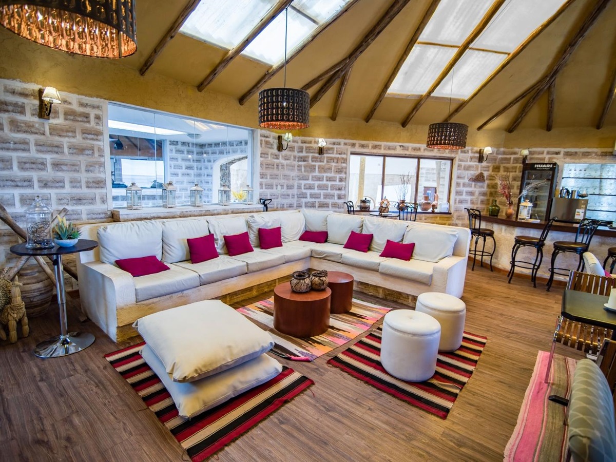 Lounge at Luna Salada Salt Hotel in Bolivia
