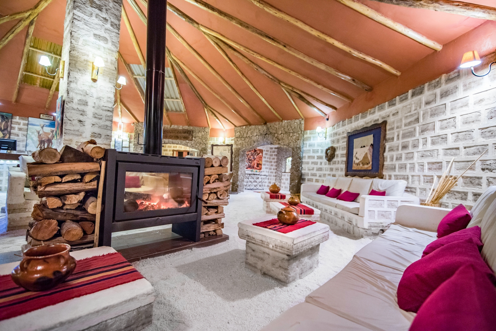 Lounge at Luna Salada Salt Hotel in Bolivia