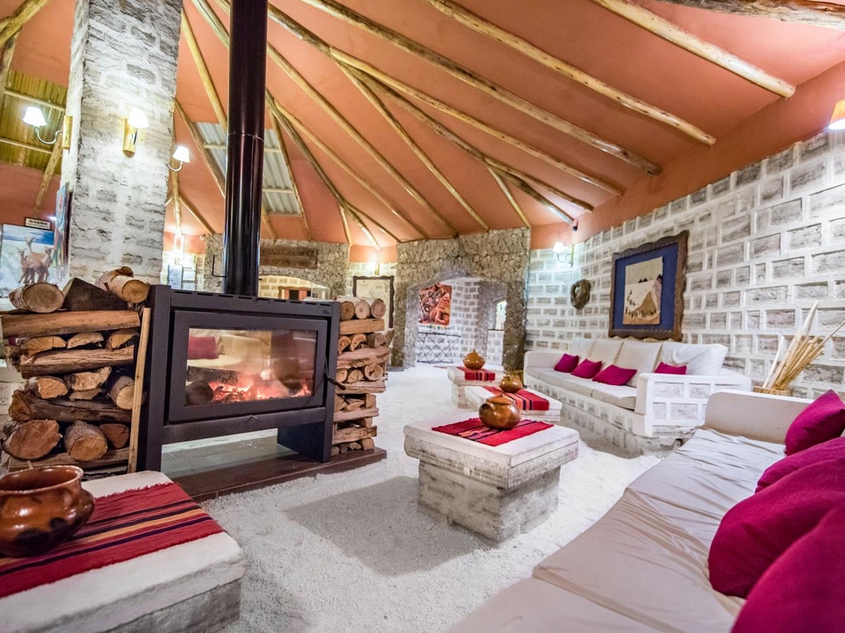 Lounge at Luna Salada Salt Hotel in Bolivia
