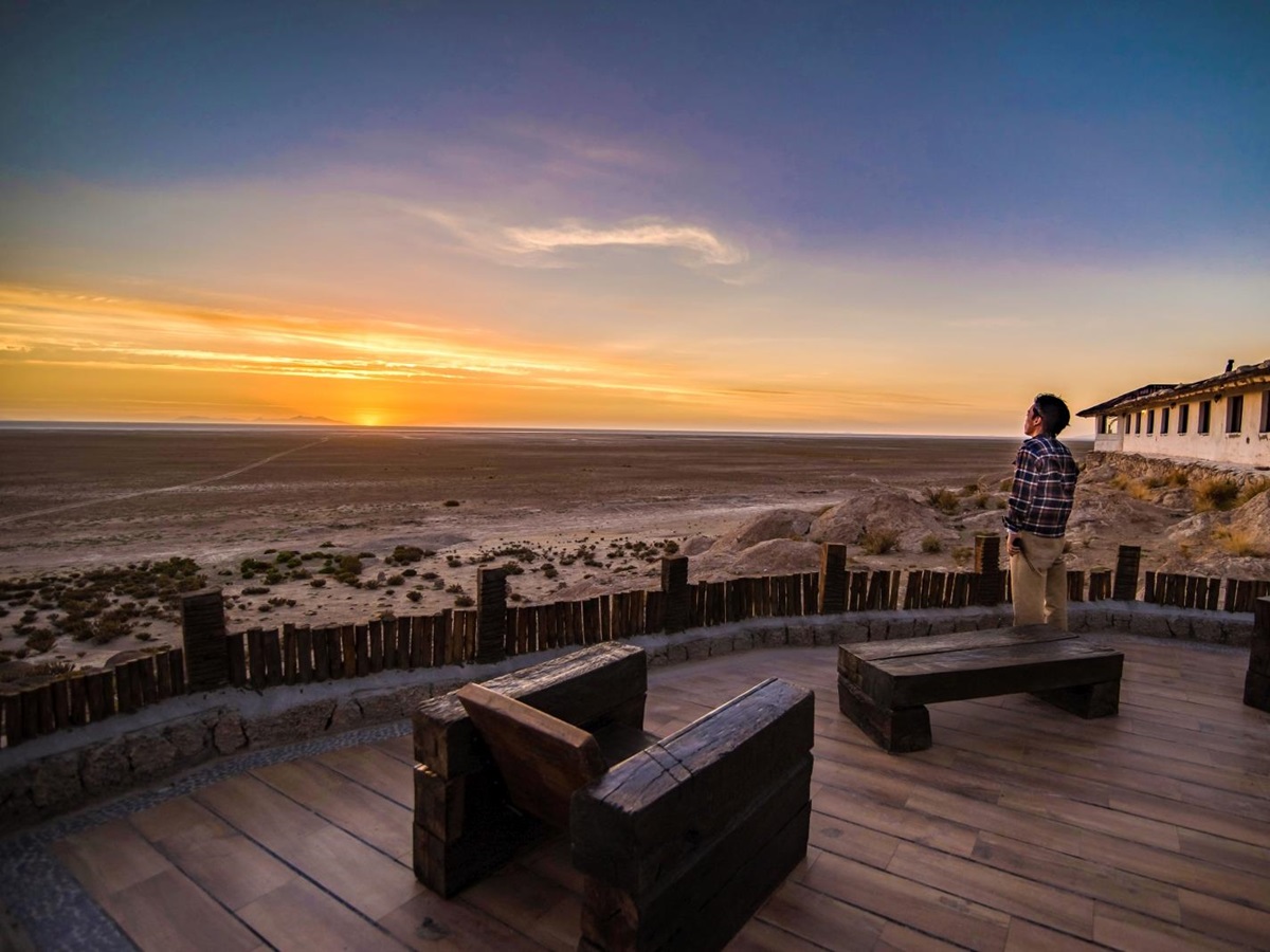 View at Luna Salada Salt Hotel in Bolivia