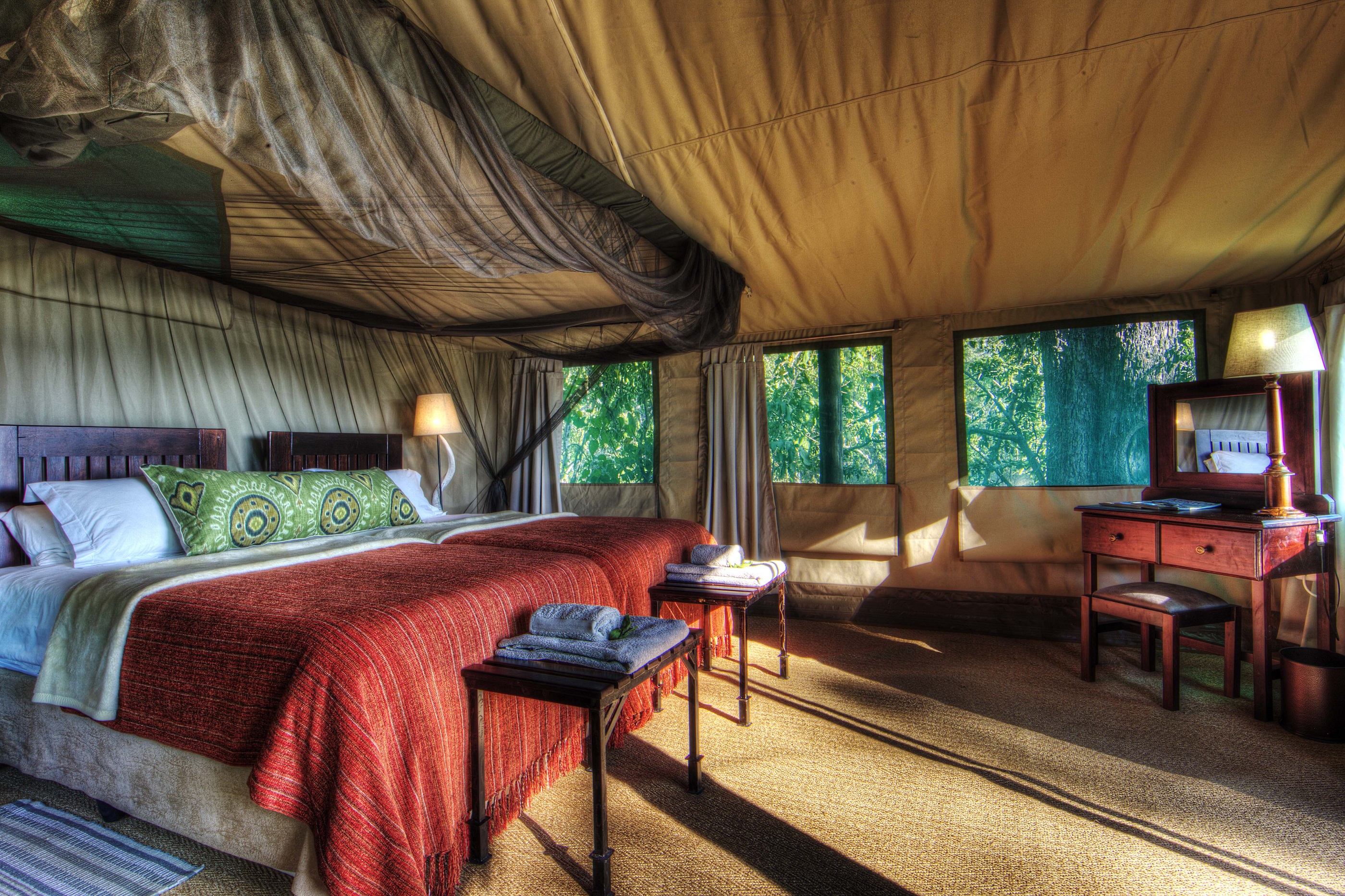 A bedroom at Moremi Camp, Botswana