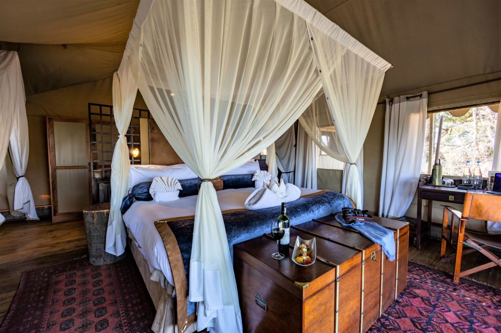 Bedroom at Duba Explorers Camp on the Okavango Delta in Botswana