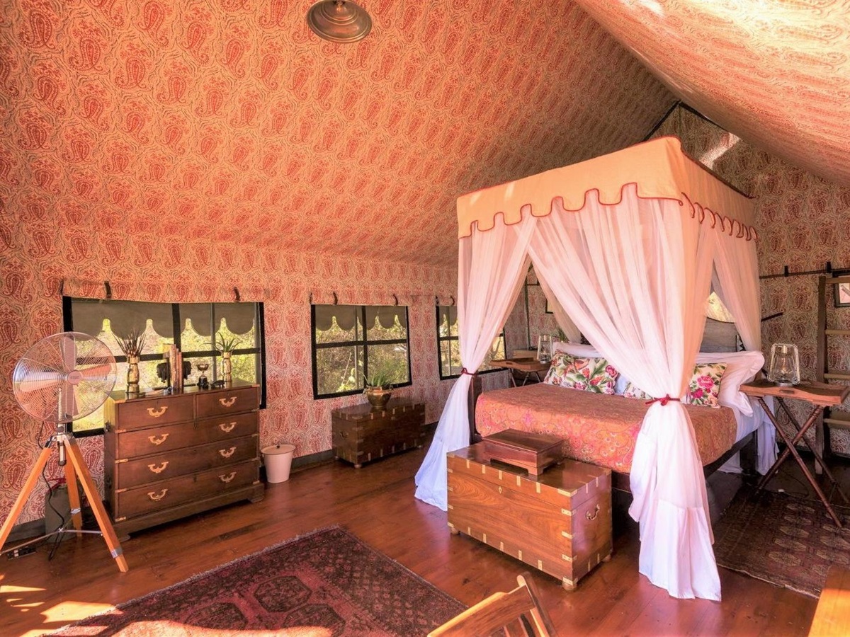 Double guest tent at Duke's Camp on the Okavango Delta in Botswana