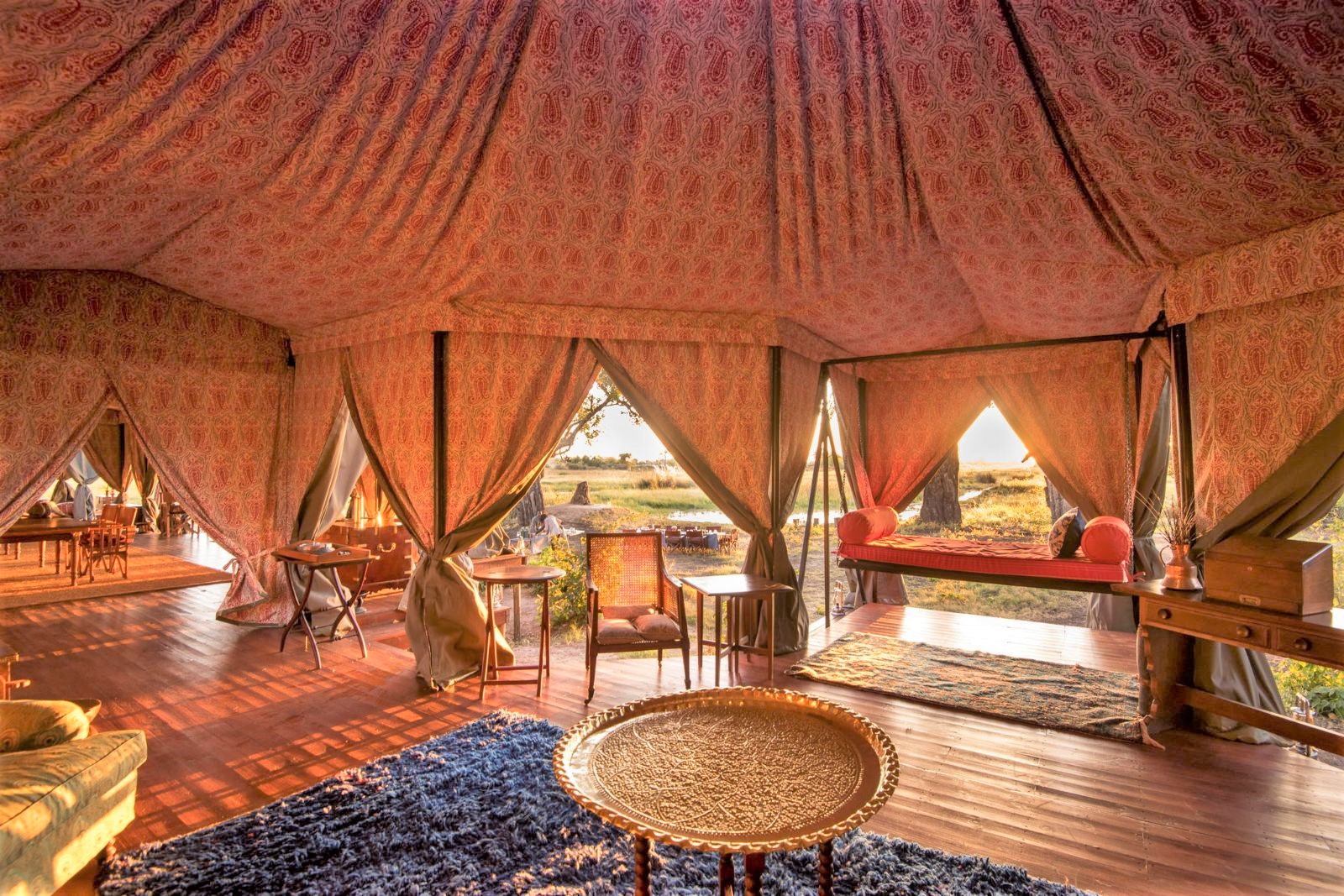 Main tent interior Duke's Camp on the Okavango Delta in Botswana