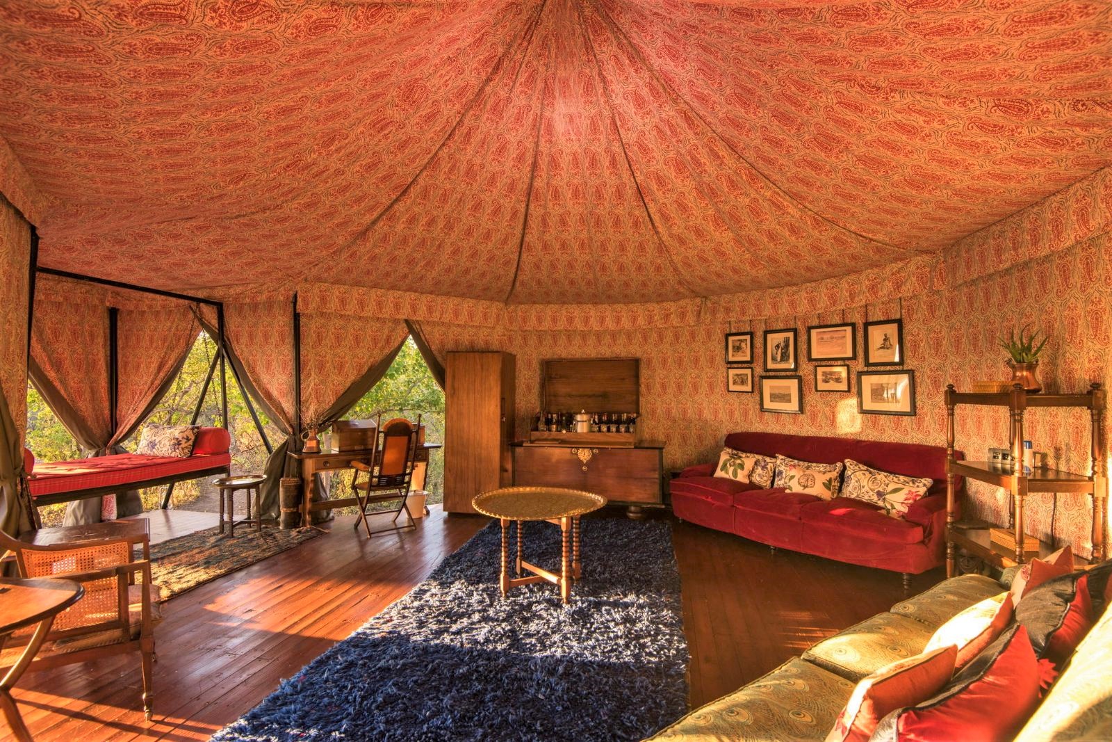 Main tent lounge at Duke's Camp on the Okavango Delta in Botswana