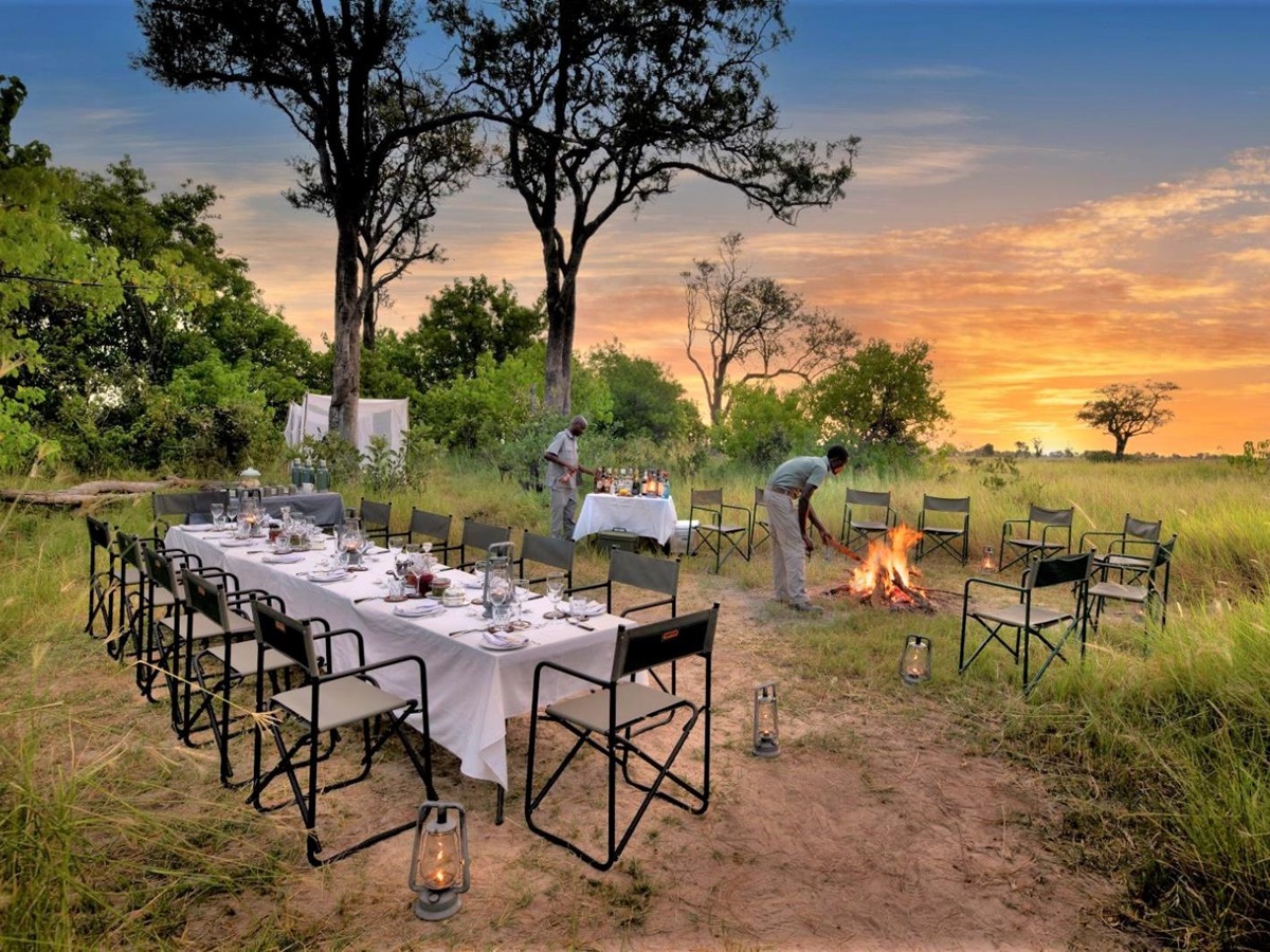 Sleepout dinner at Duke's Camp on the Okavango Delta in Botswana