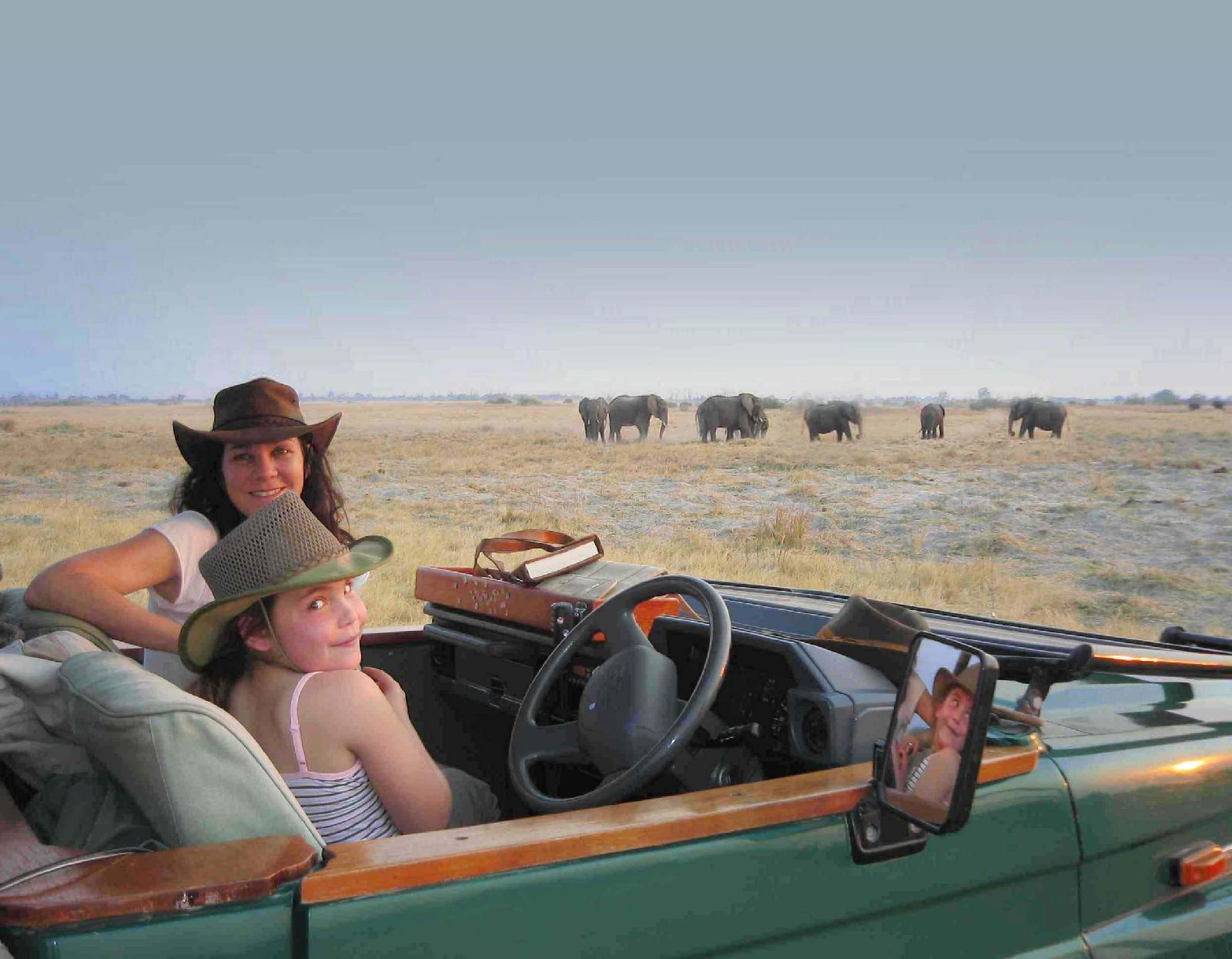 Family on game drive from Jacks Camp Botswana