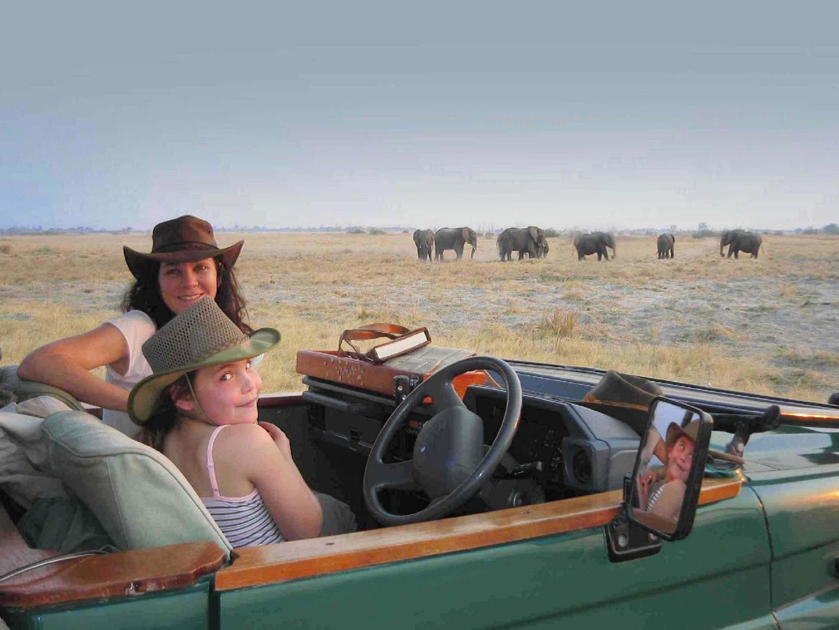 Family on game drive from Jacks Camp Botswana