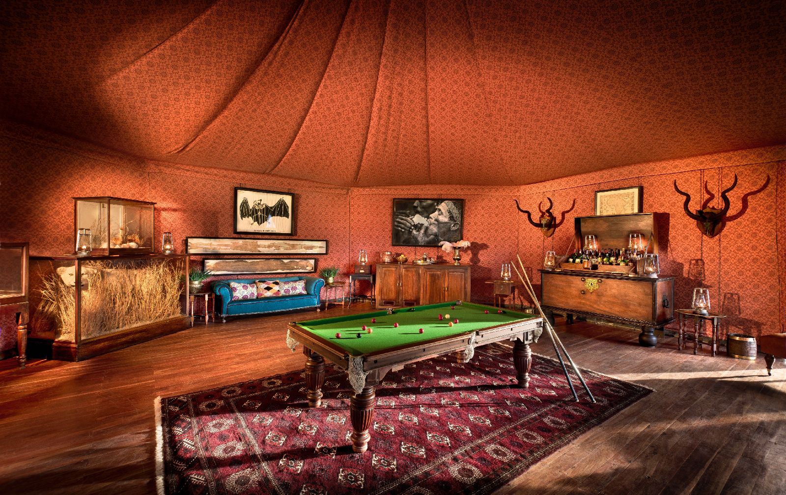 Lounge and pool table at Jacks Camp Botswana