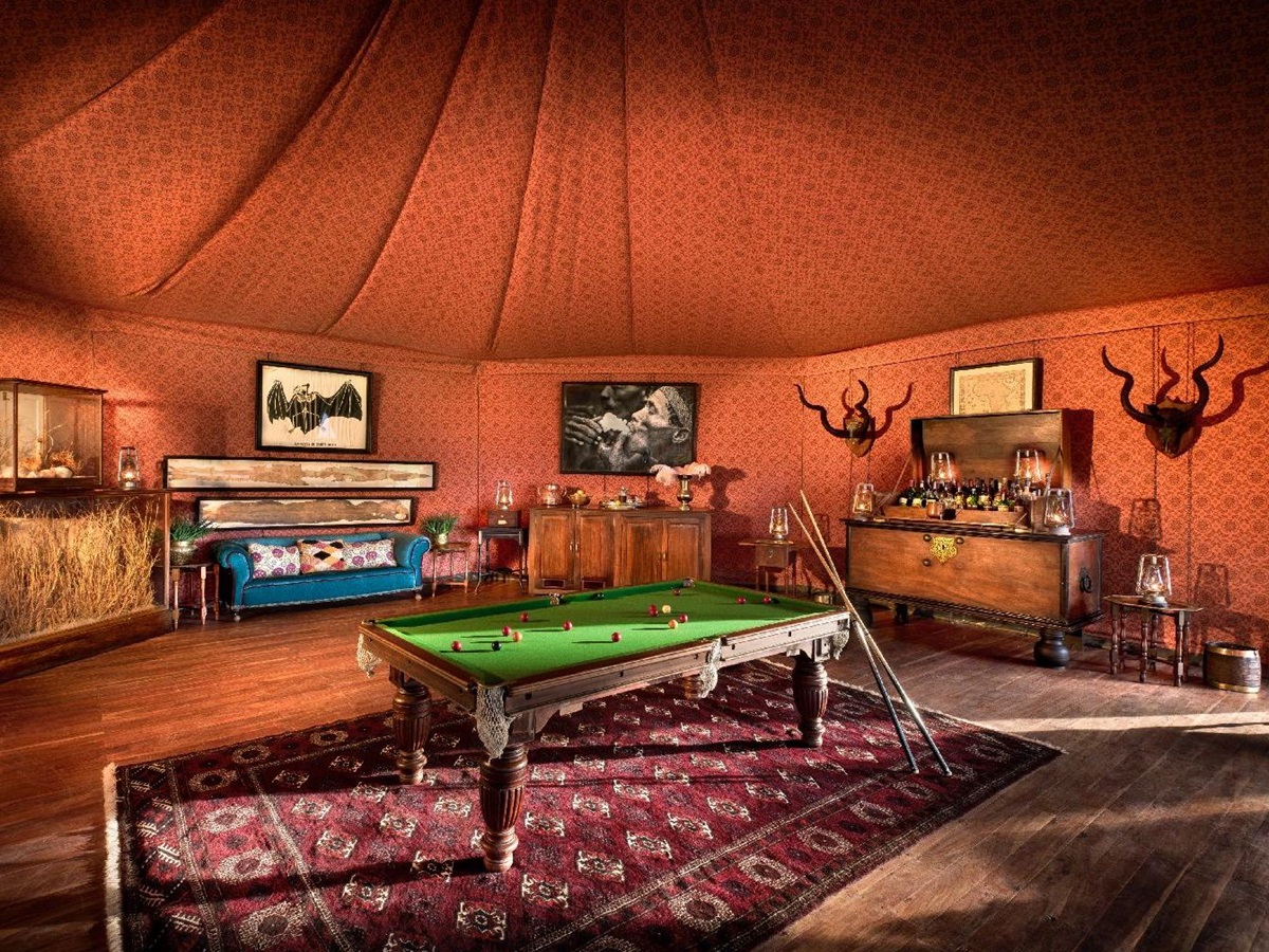 Lounge and pool table at Jacks Camp Botswana