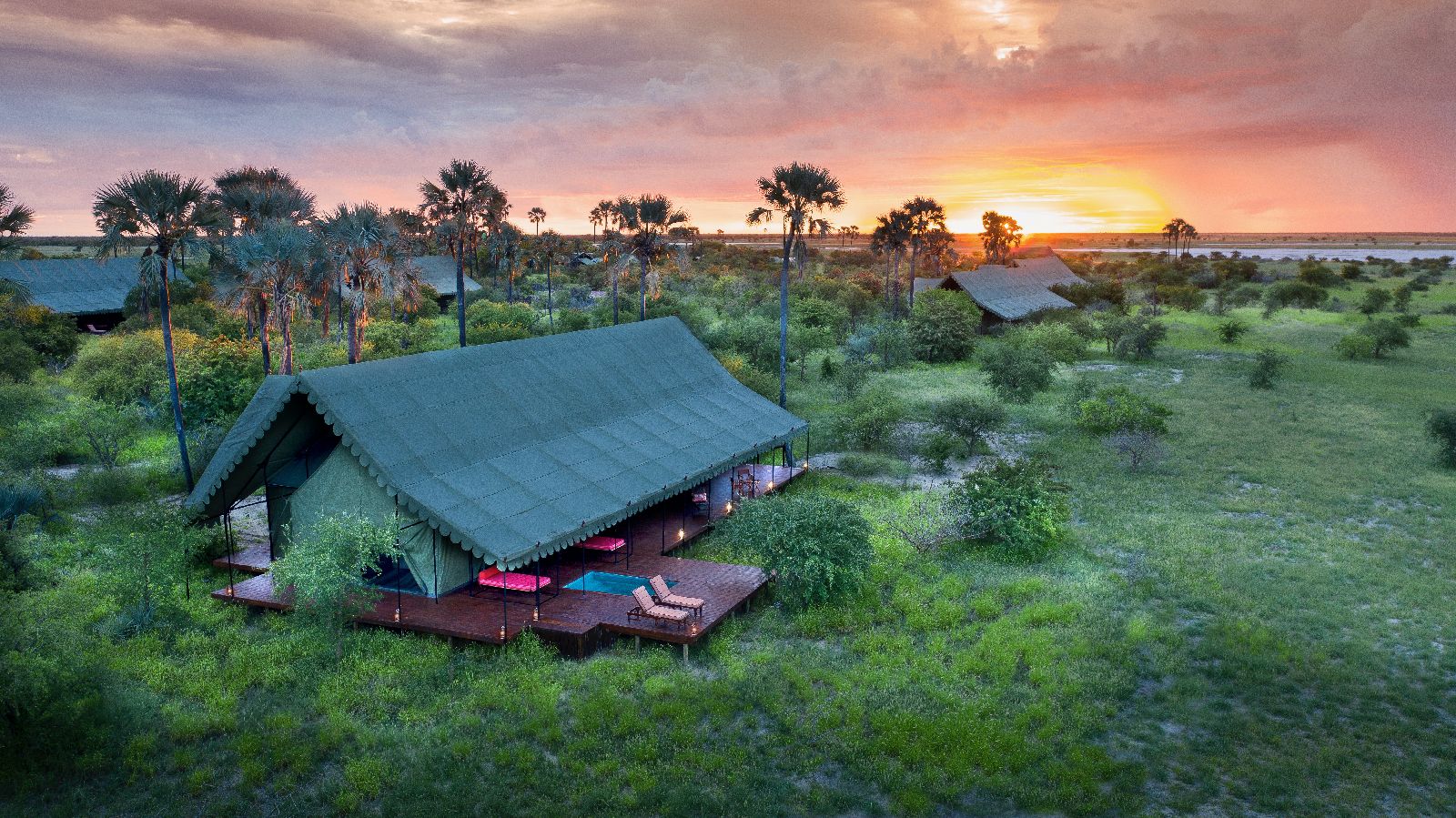 Safari tent exterior at Jacks Camp Botswana