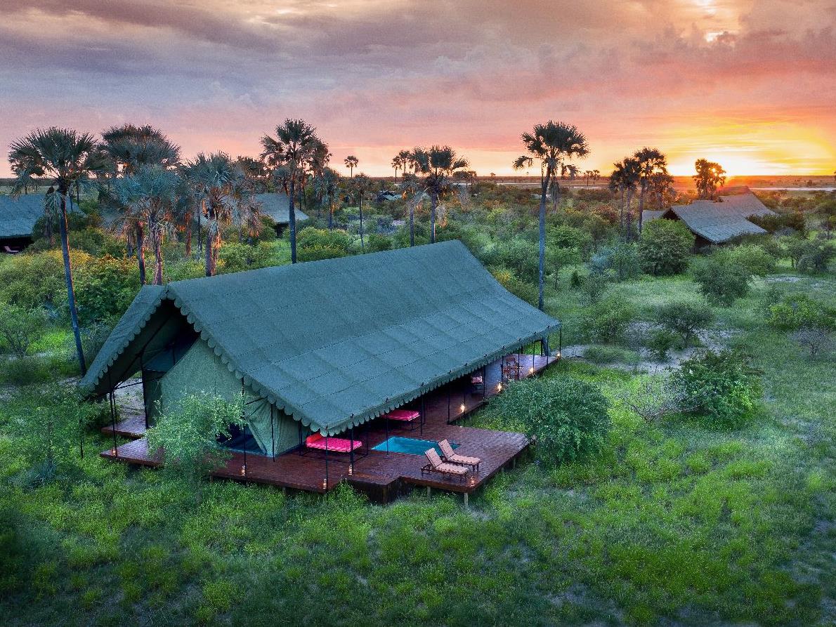 Safari tent exterior at Jacks Camp Botswana