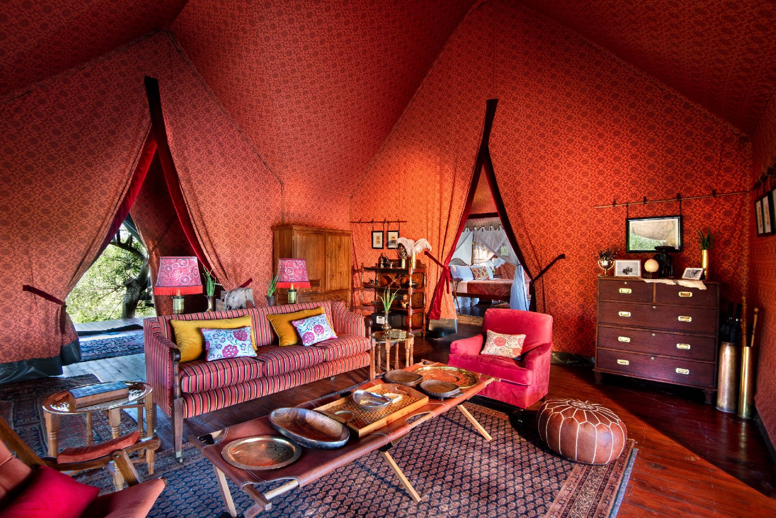 Living area in luxury safari tent at Jacks Camp Botswana