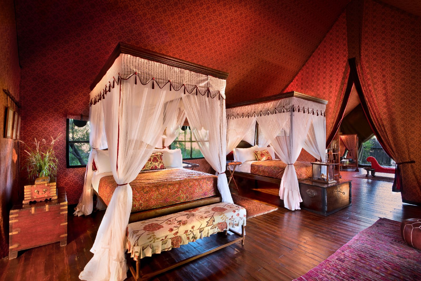 Safari tent with twin beds at Jacks Camp Botswana