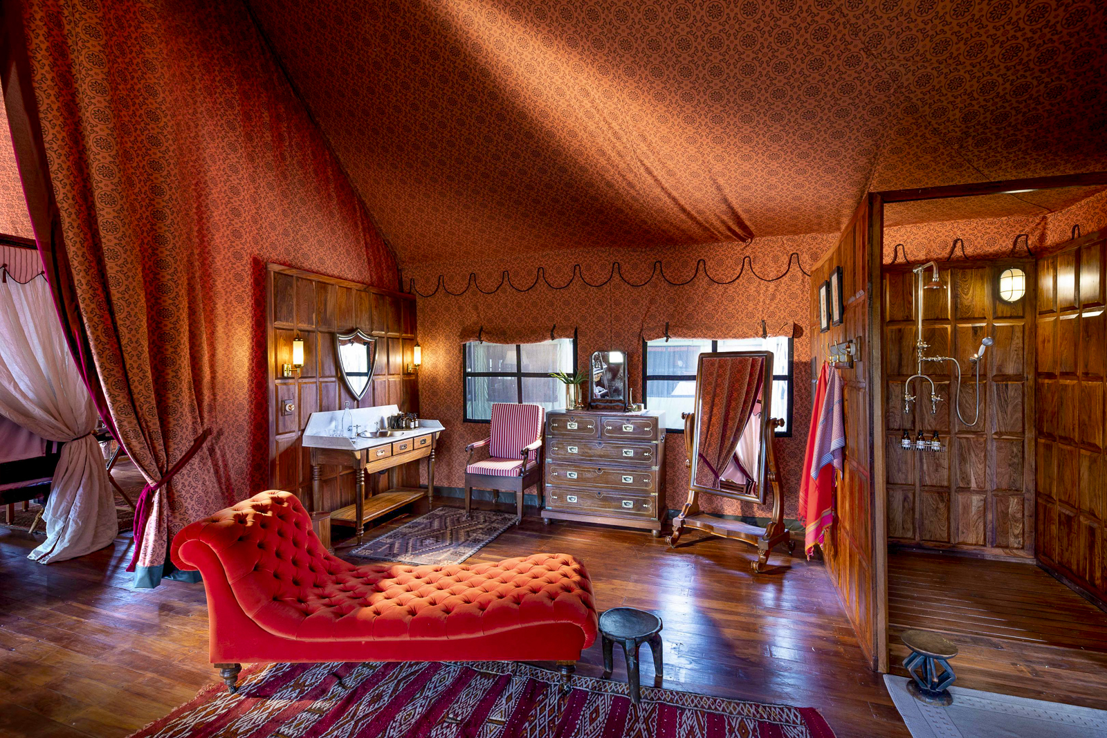 Guest tent bathroom at Jack's Private Camp in the Makgadikgadi Pans National Park