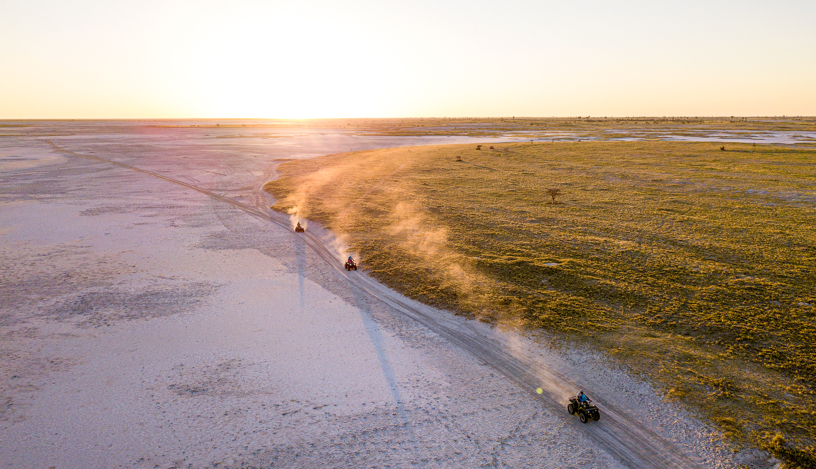 Quad biking in the Makgadikgadi Pans National Park near Jack's Private Camp