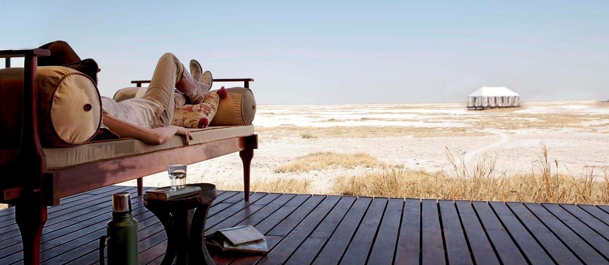 Relaxing at San Camp, Botswana
