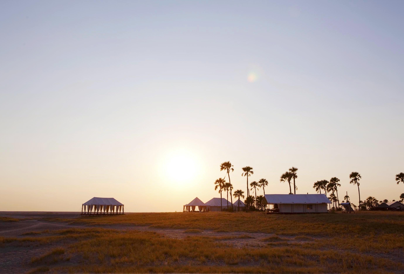 Panoramic view of San Camp at sundown