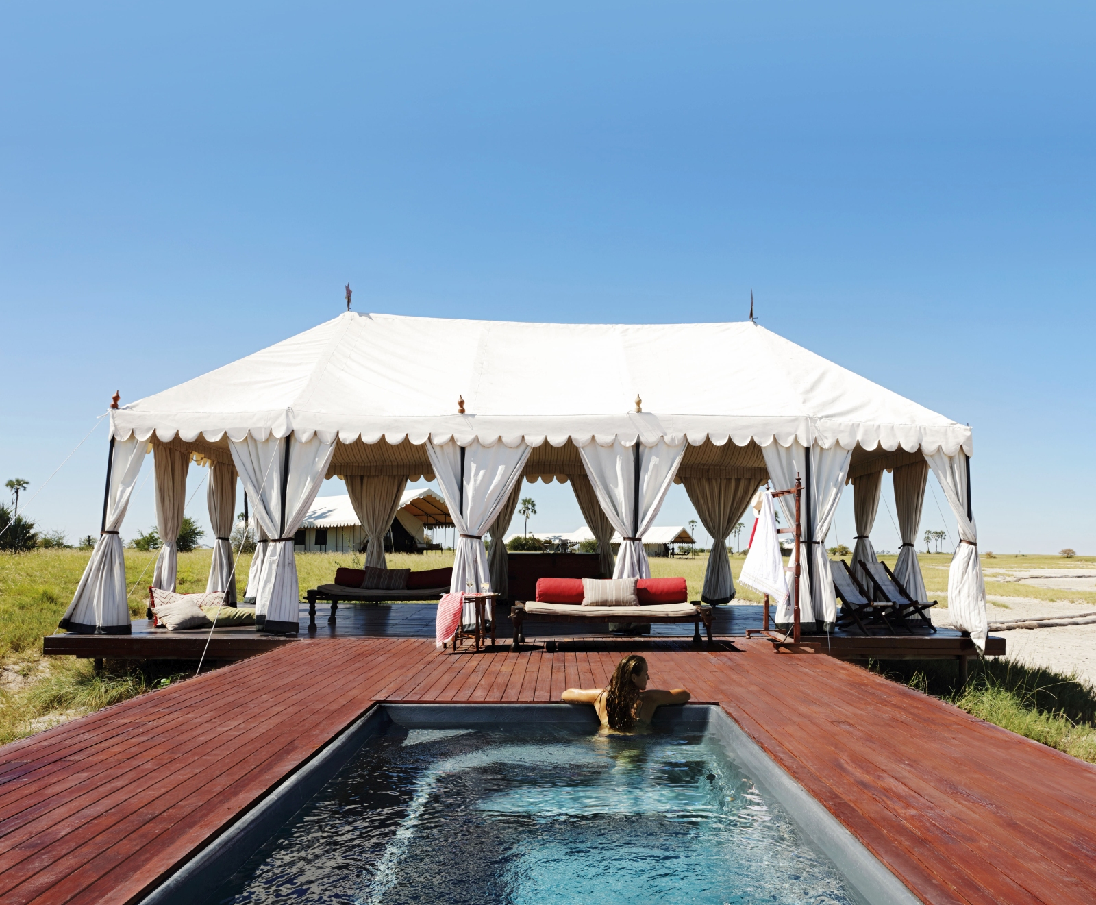 The swimmingpool at San Camp with shaded area