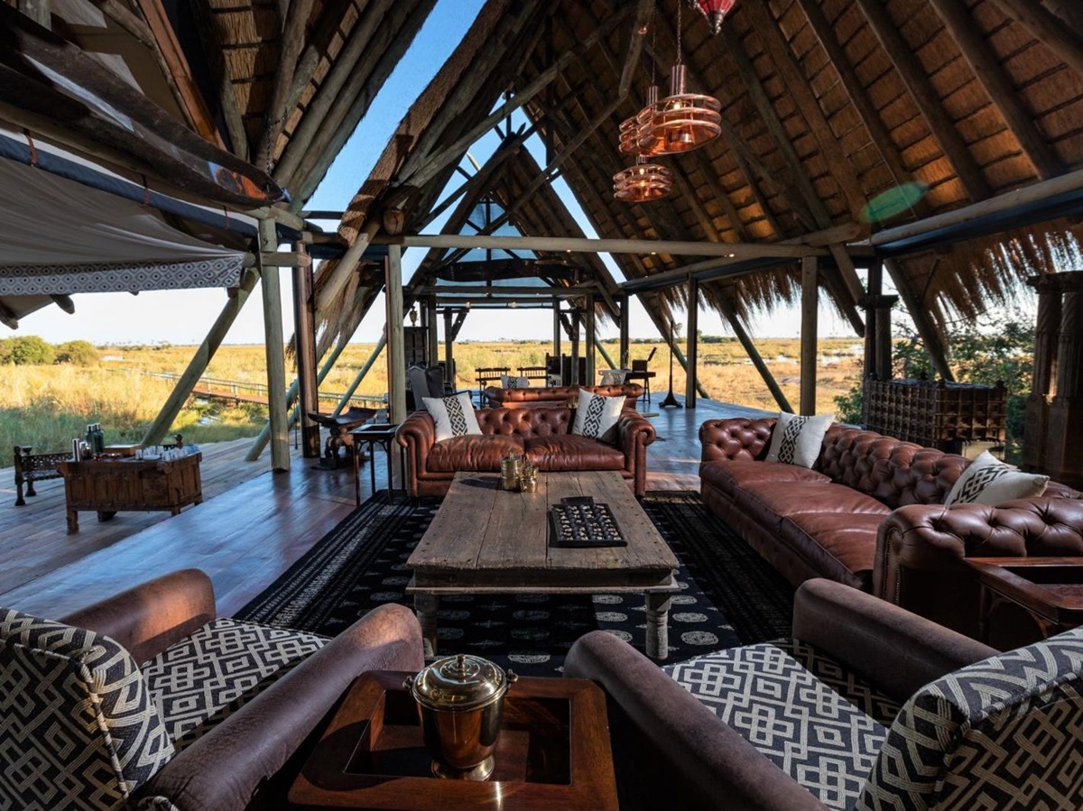 Living area at Selinda Camp on the Selinda Reserve in Botswana