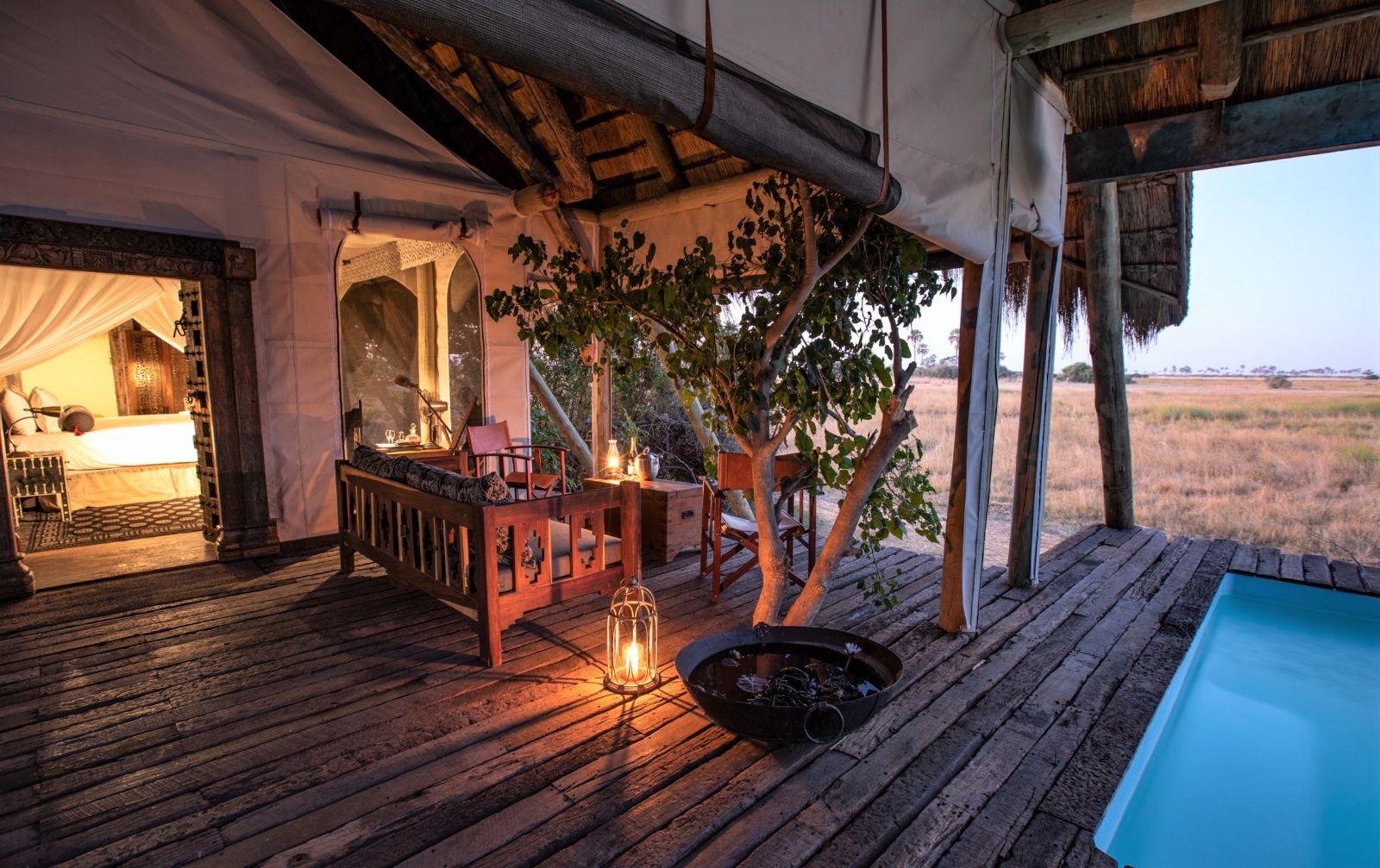 Poolside at Selinda Camp in Selinda Reserve in Botswana