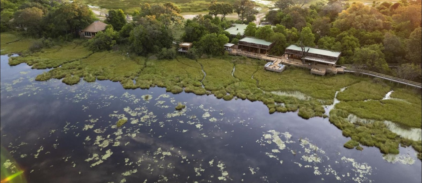 Aerial view of Vumbura Plains in Botswana's Okavango Delta
