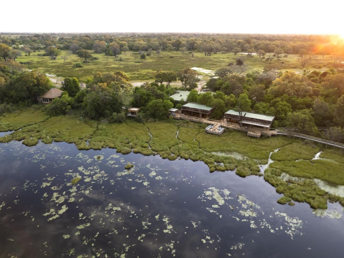 Aerial view of Vumbura Plains in Botswana's Okavango Delta
