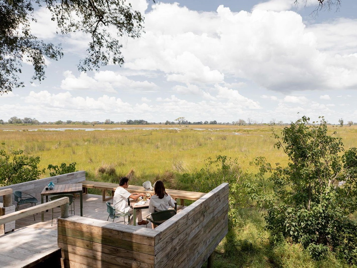 Private dining at Vumbura Plains overlooking the Okavango Delta in Botswana