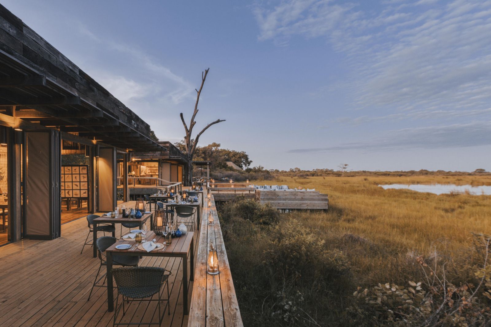 Restaurant seating at Vumbura Plains in the Okavango Delta in Botswana