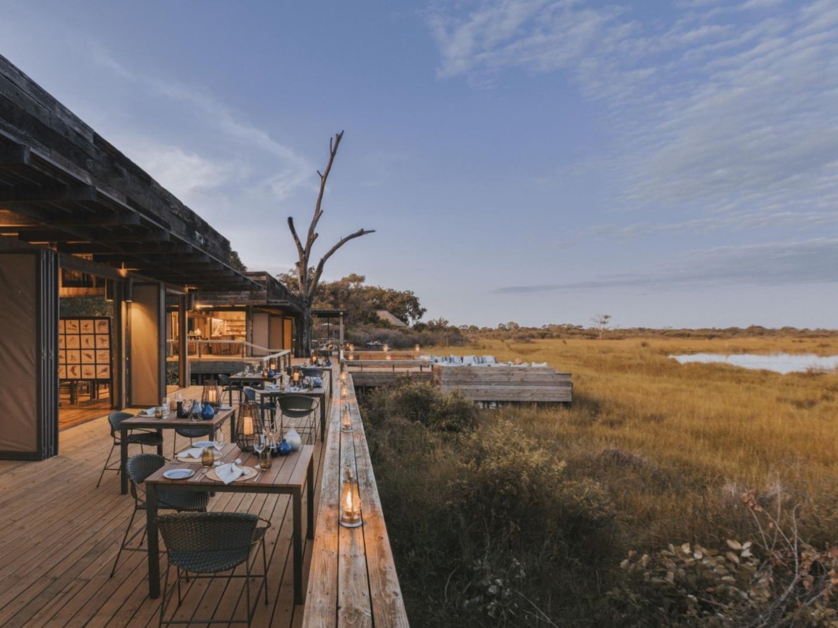 Restaurant seating at Vumbura Plains in the Okavango Delta in Botswana