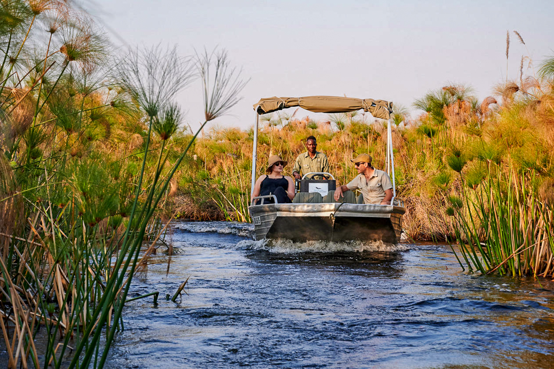 A boat safari near Xugana Island Lodge in the Okavango Delta