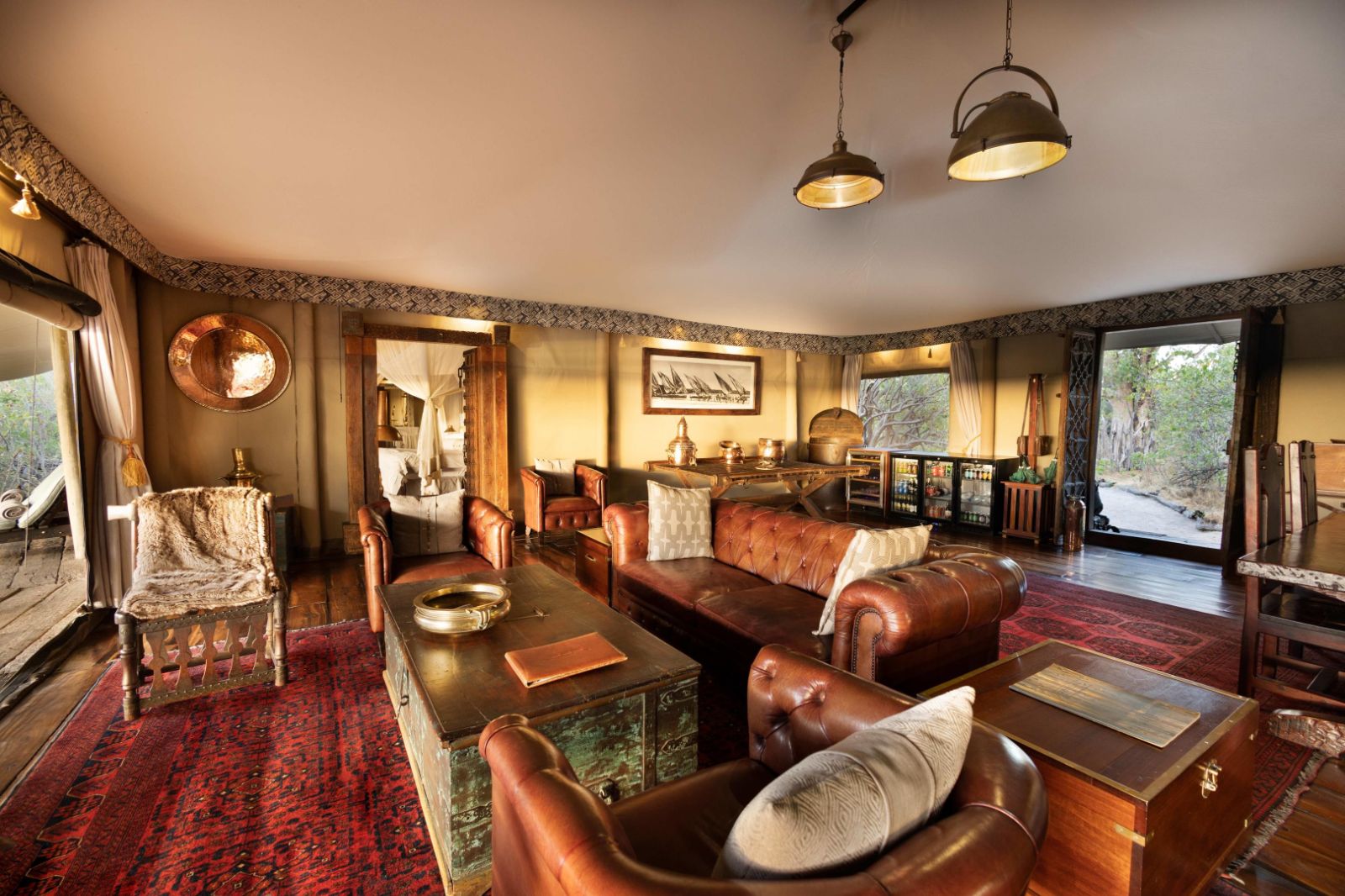 Living area at Zafara Camp on the Selinda Reserve in Botswana