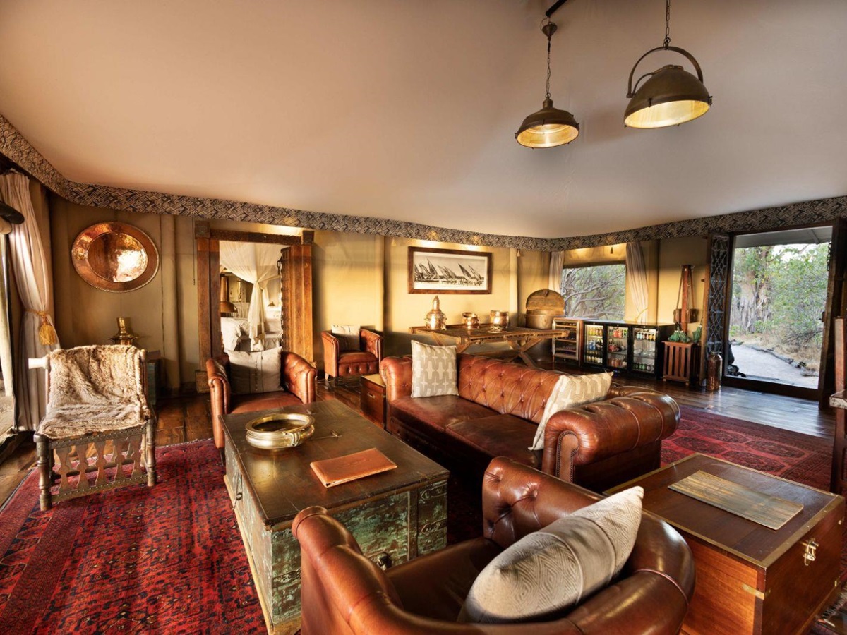 Living area at Zafara Camp on the Selinda Reserve in Botswana