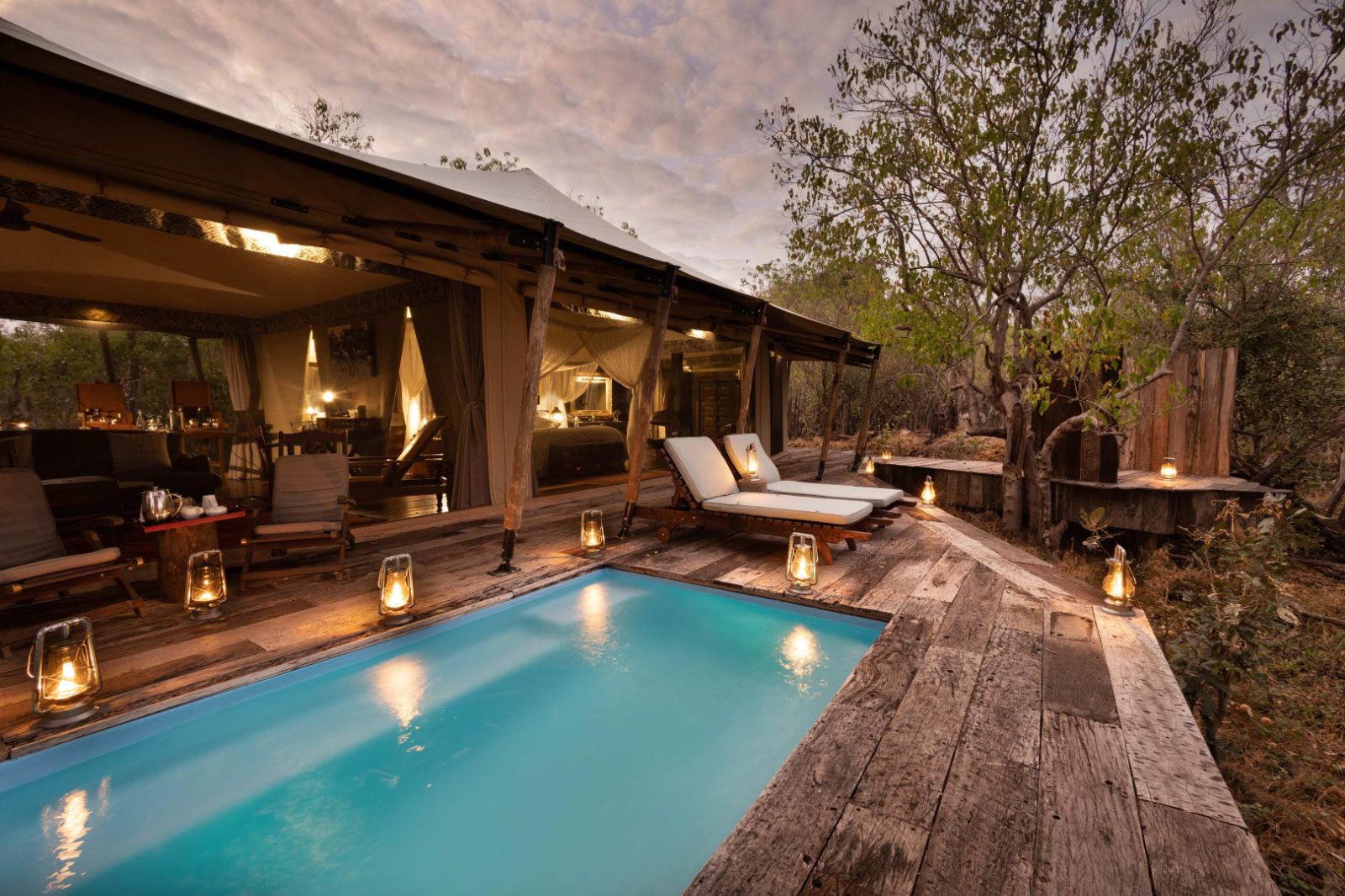 Poolside at Zafara Camp on the Selinda Reserve in Botswana