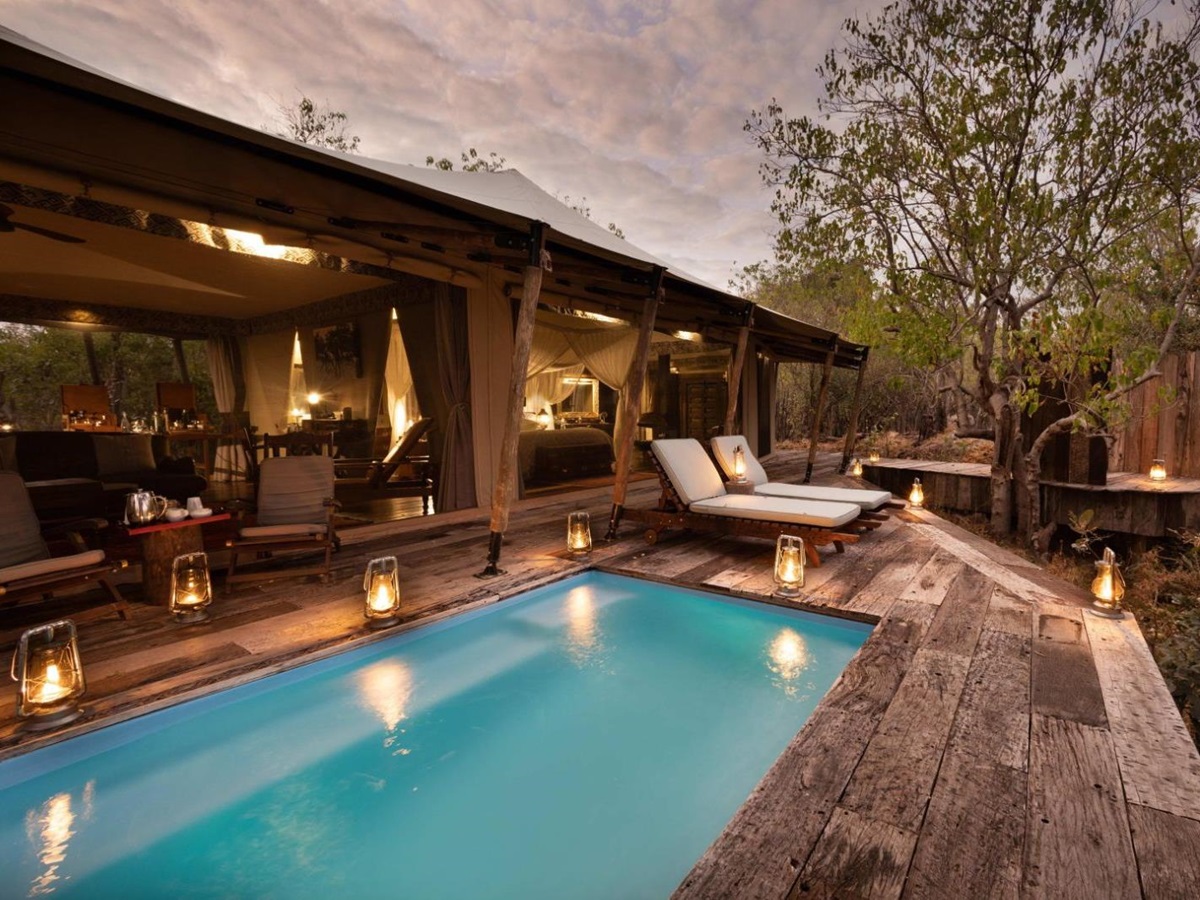 Poolside at Zafara Camp on the Selinda Reserve in Botswana