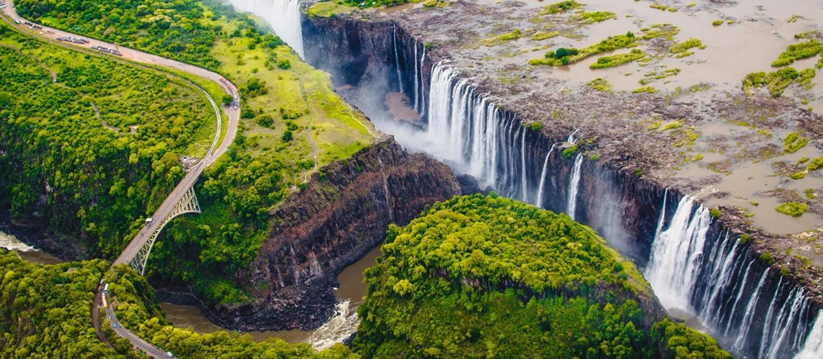 Aerial view of Victoria Falls