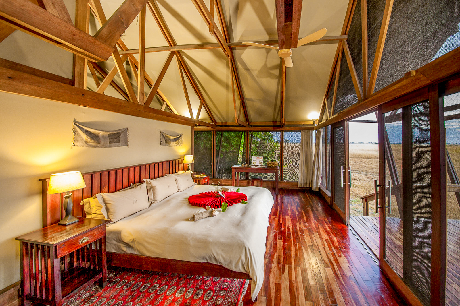 Interior of a guest tent at Kwando's Lebala Camp in the Okavango Delta