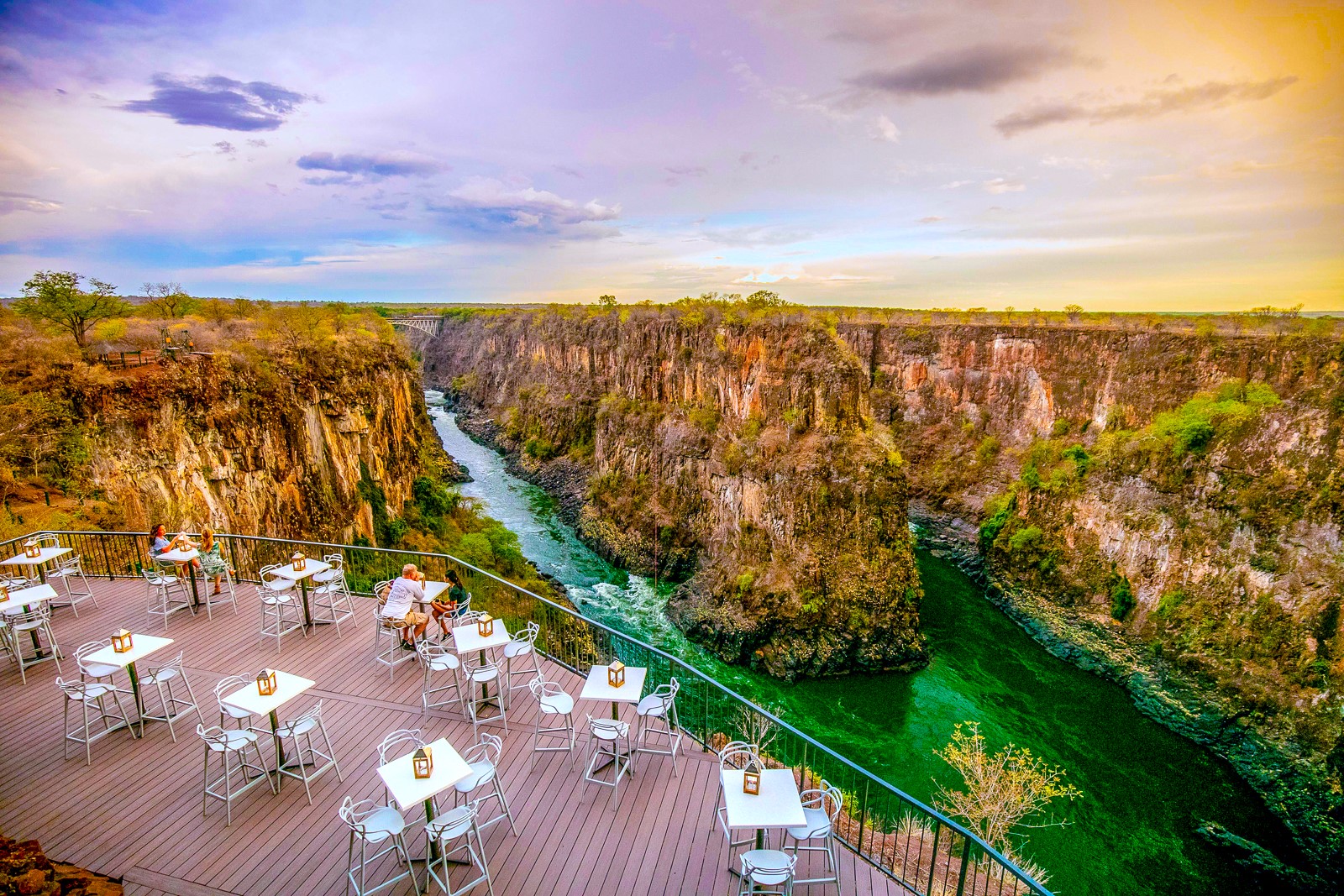 The dining terrace at The Elephant Camp near the Victoria Falls