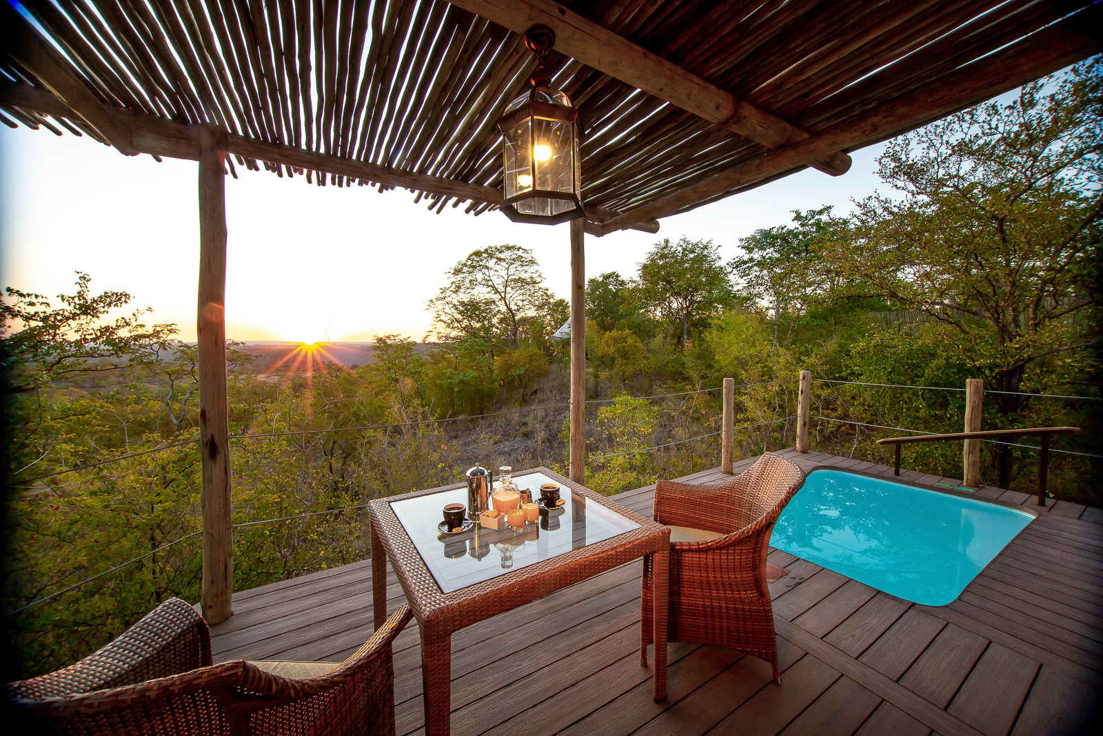Pool terrace at The Elephant Camp near the Victoria Falls