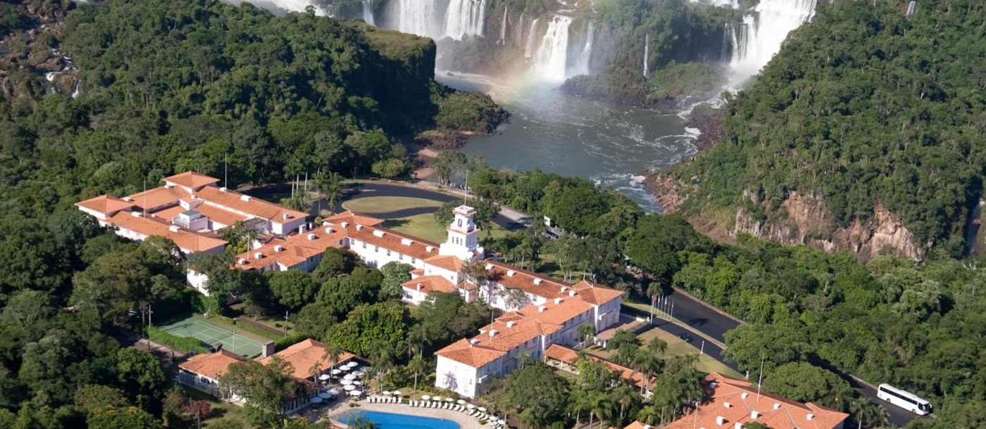 Aerial view of the falls at Belmond Das Cataratas in Brazil