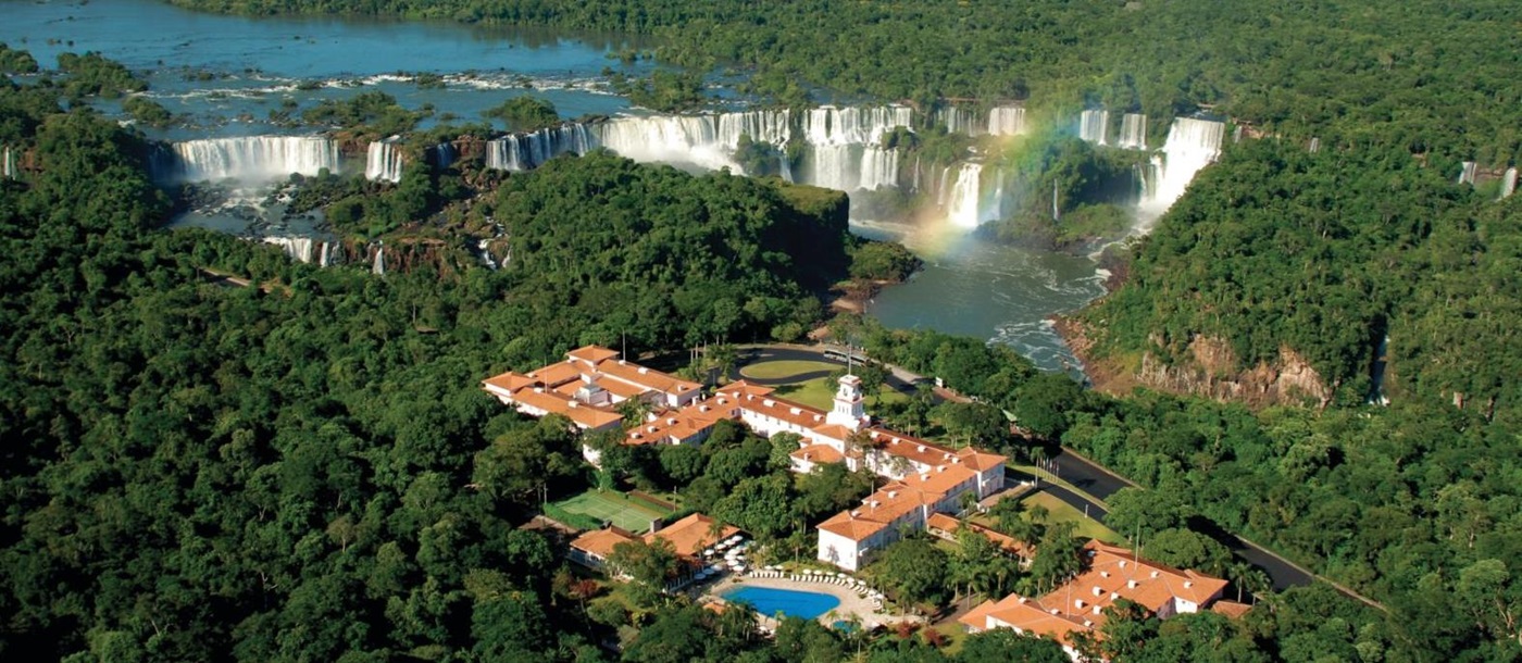 Aerial view of Belmond Hotel das Cataratas near the Iguazu Falls in Brazil