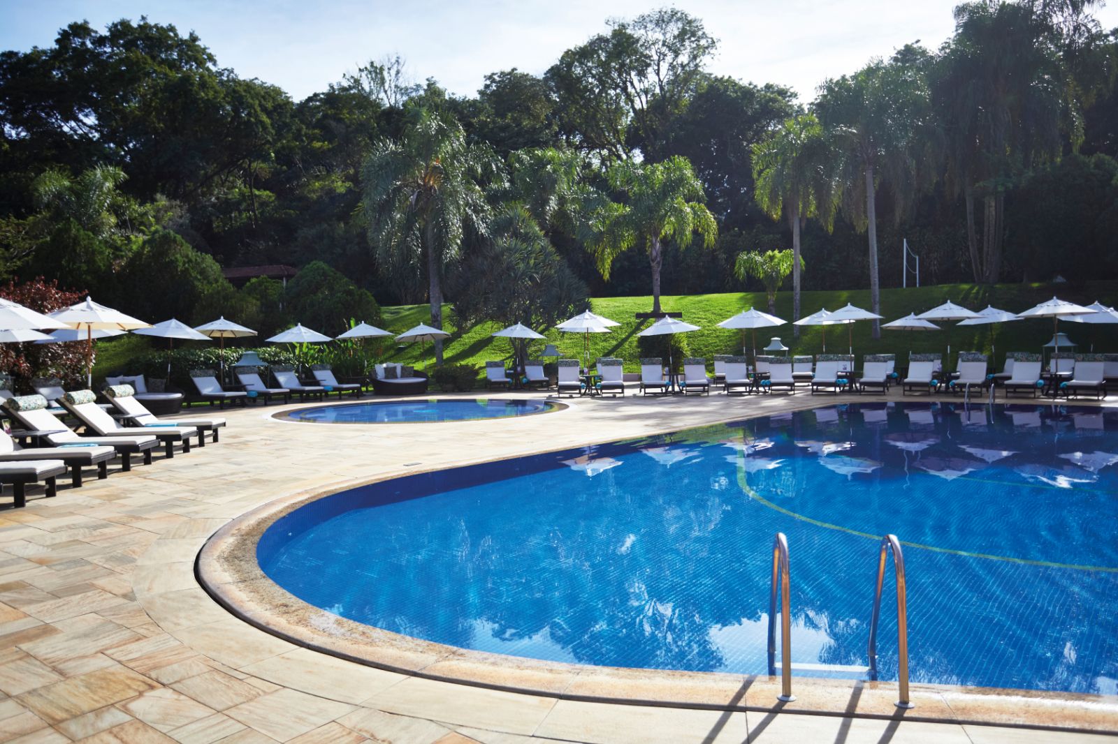 Pool and loungers at Belmond Hotel das Cataratas near the Iguazu Falls in Brazil