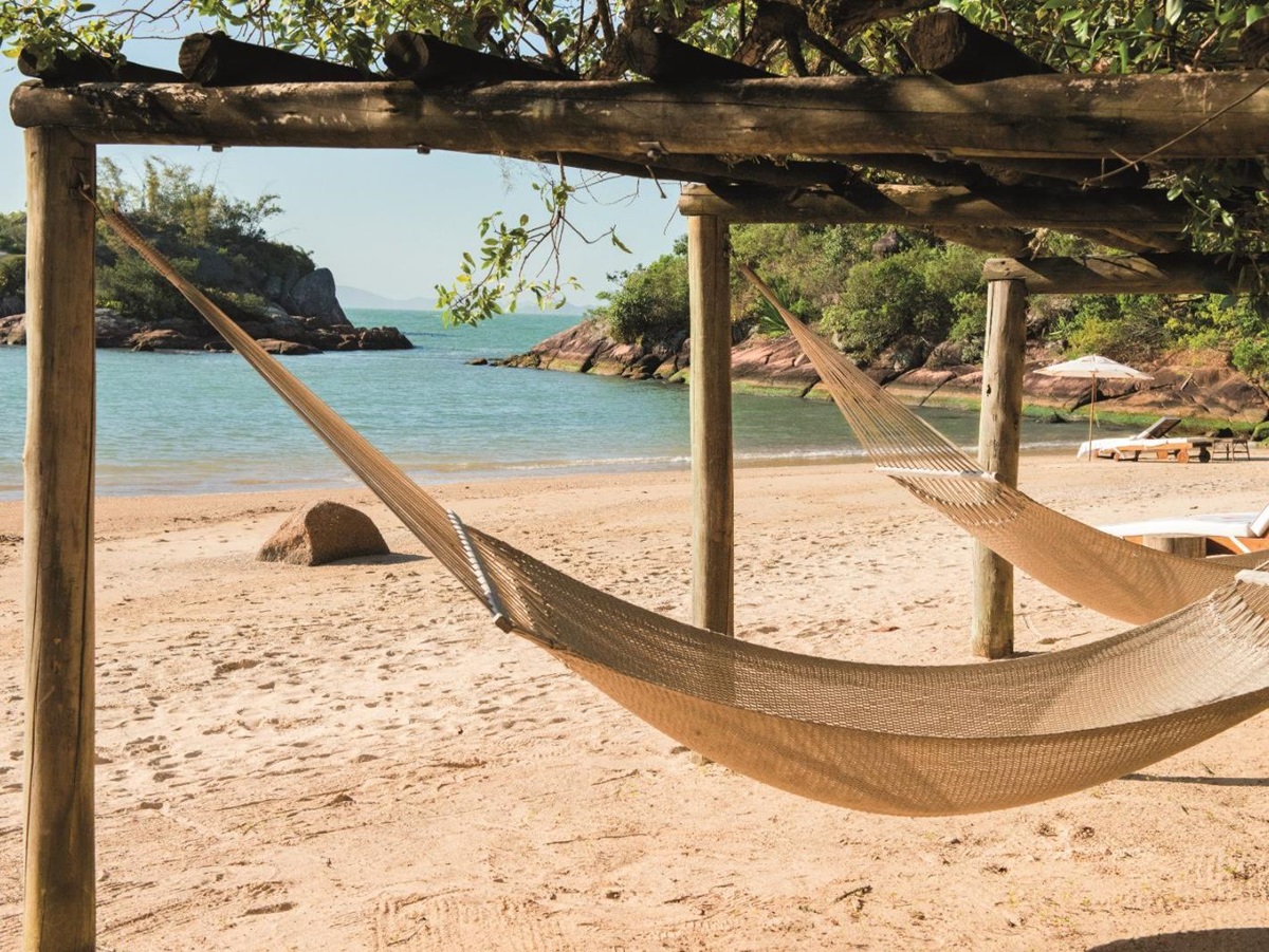 Hammock on the beach at Ponta Dos Ganchos Excusive Resort in Brazil