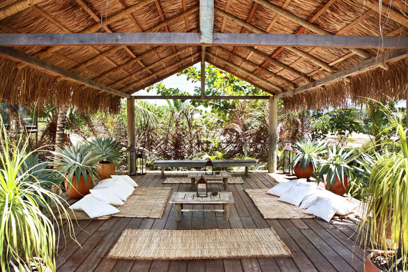 Sheltered yoga area at luxury resort Uxua Casa Hotel and Spa in Brazil