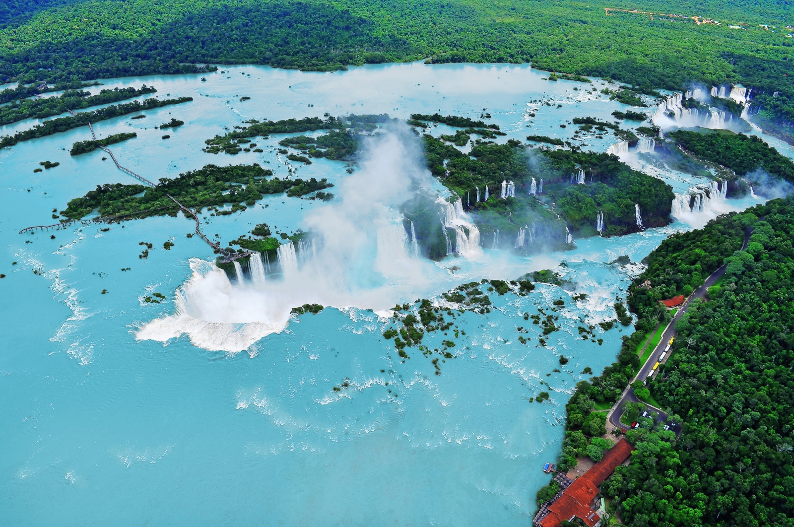 Aerial of IGU Falls, Brazil